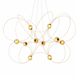 Amber Glass Orb Loop Chandelier-Neutral Decor