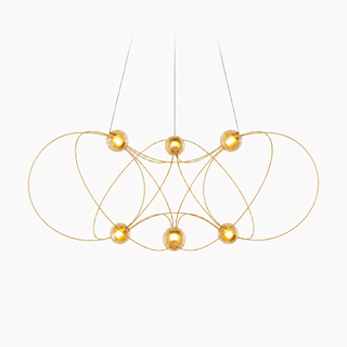 Amber Glass Orb Loop Chandelier-Neutral Decor
