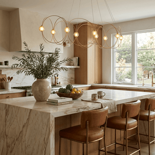 Amber Glass Orb Loop Chandelier-Neutral Decor