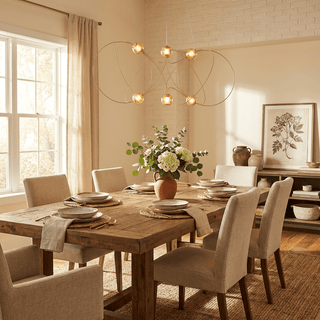 Amber Glass Orb Loop Chandelier-Neutral Decor