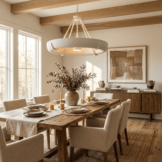 Plaster Drum Chandelier-Neutral Decor