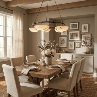 Alabaster Bowl Ring Chandelier-Neutral Decor