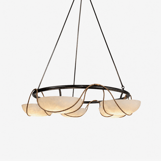 Alabaster Bowl Ring Chandelier-Neutral Decor