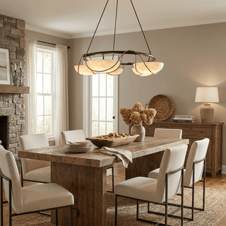 Alabaster Bowl Ring Chandelier-Neutral Decor