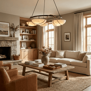 Alabaster Bowl Ring Chandelier-Neutral Decor