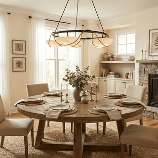 Alabaster Bowl Ring Chandelier-Neutral Decor