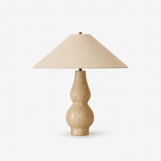 Travertine Double-Gourd Table Lamp-Neutral Decor