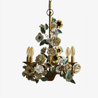 Vintage Floral Chandelier-Neutral Decor