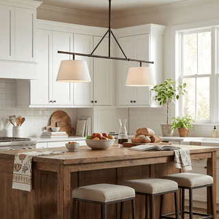 Two Light Linear Island Pendant Lamp-Neutral Decor