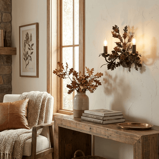 Oak Leaf Wrought Sconce-Neutral Decor