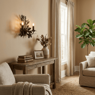 Oak Leaf Wrought Sconce-Neutral Decor