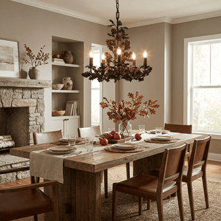 Thicket Oak Leaf Chandelier-Neutral Decor