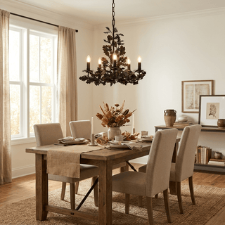 Thicket Oak Leaf Chandelier-Neutral Decor