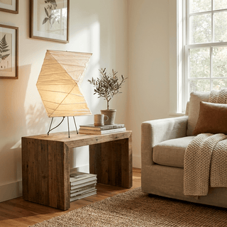 Twisted Paper Shade Table Lamp-Neutral Decor