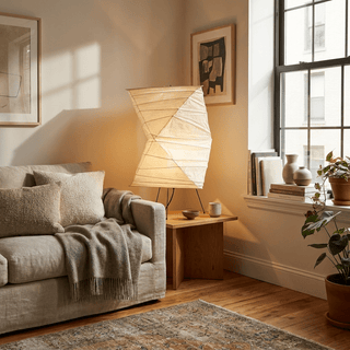 Twisted Paper Shade Table Lamp-Neutral Decor