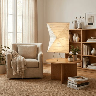 Twisted Paper Shade Table Lamp-Neutral Decor
