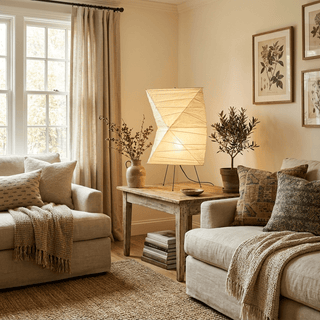 Twisted Paper Shade Table Lamp-Neutral Decor