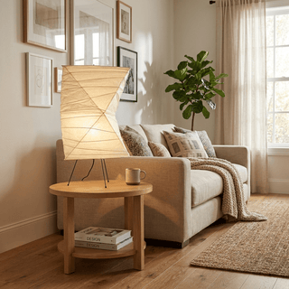 Twisted Paper Shade Table Lamp-Neutral Decor