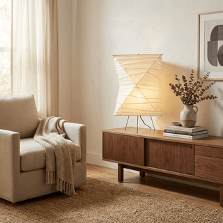 Twisted Paper Shade Table Lamp-Neutral Decor