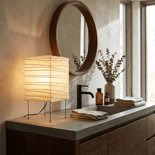 Ribbed Paper Lantern Table Lamp-Neutral Decor