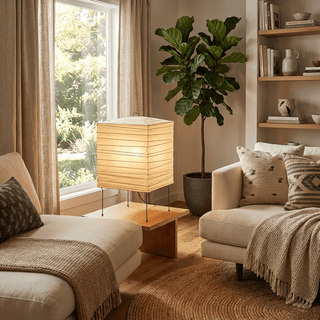 Ribbed Paper Lantern Table Lamp-Neutral Decor