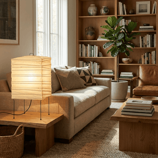 Ribbed Paper Lantern Table Lamp-Neutral Decor