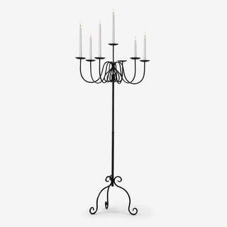 Wrought Iron Floor Candelabra-Neutral Decor