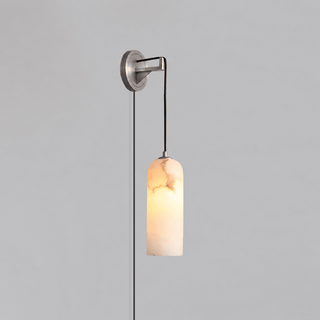 Monty Alabaster Plug-in Wall Lamp-Neutral Decor