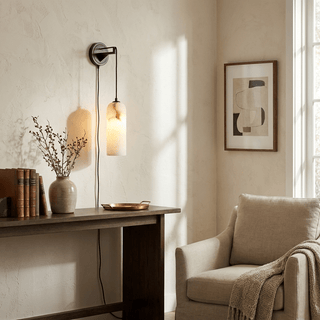 Monty Alabaster Plug-in Wall Lamp-Neutral Decor