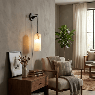 Monty Alabaster Plug-in Wall Lamp-Neutral Decor