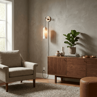 Monty Alabaster Plug-in Wall Lamp-Neutral Decor