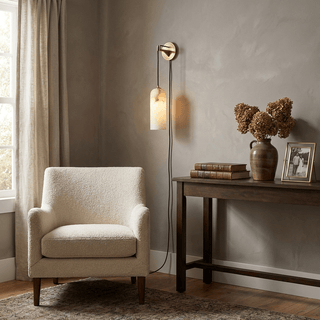 Monty Alabaster Plug-in Wall Lamp-Neutral Decor