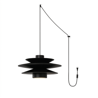 Cascade Wooden Disc Swag Pendant Lamp-Neutral Decor