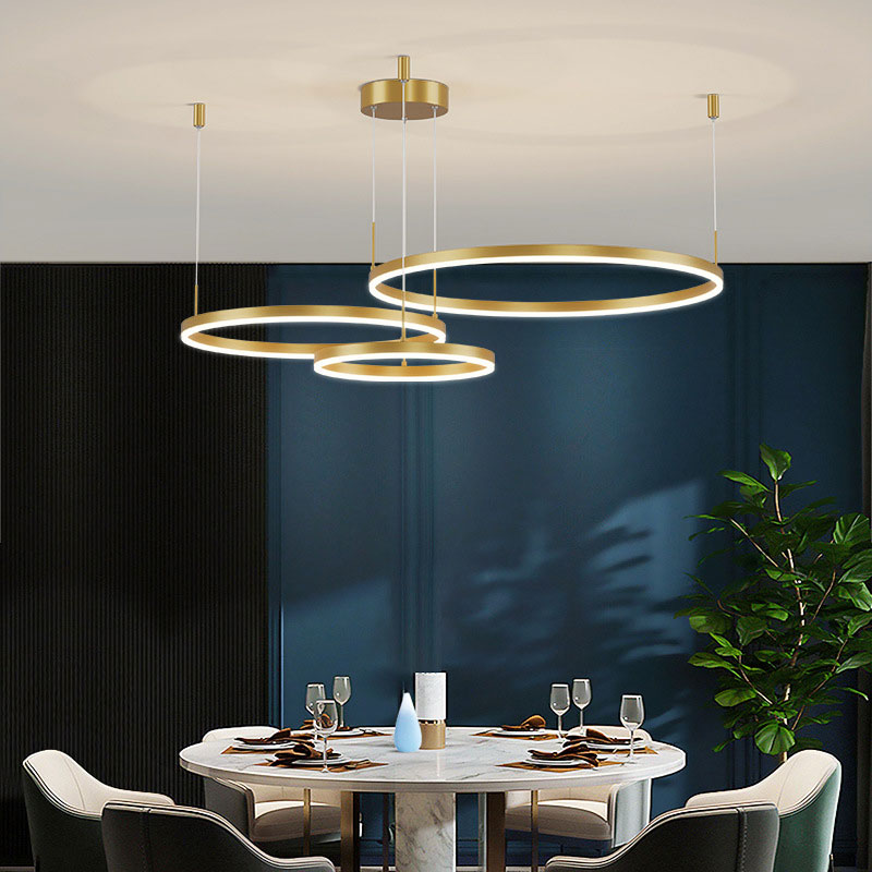 Zorin Suspension Anneau Moderne Métal Noir/Doré/Café Salon-Cielum