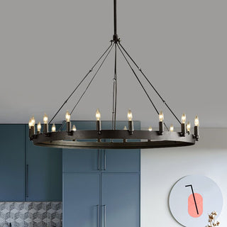 Silva Ronde Industrielle LED Suspension  Noir Métal Chambre à coucher