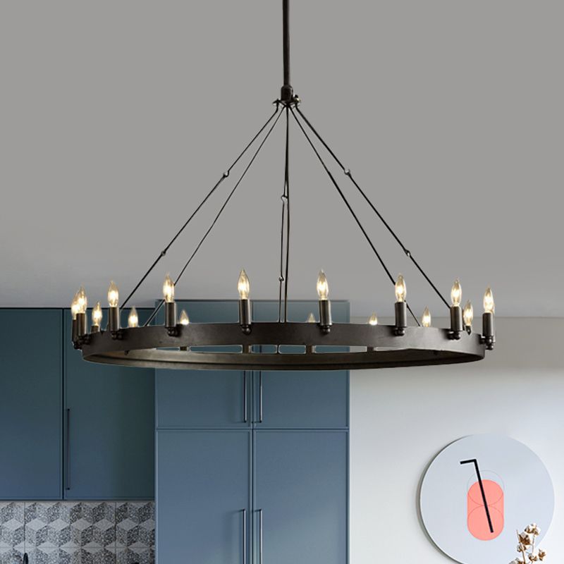 Silva Ronde Industrielle LED Suspension  Noir Métal Chambre à coucher