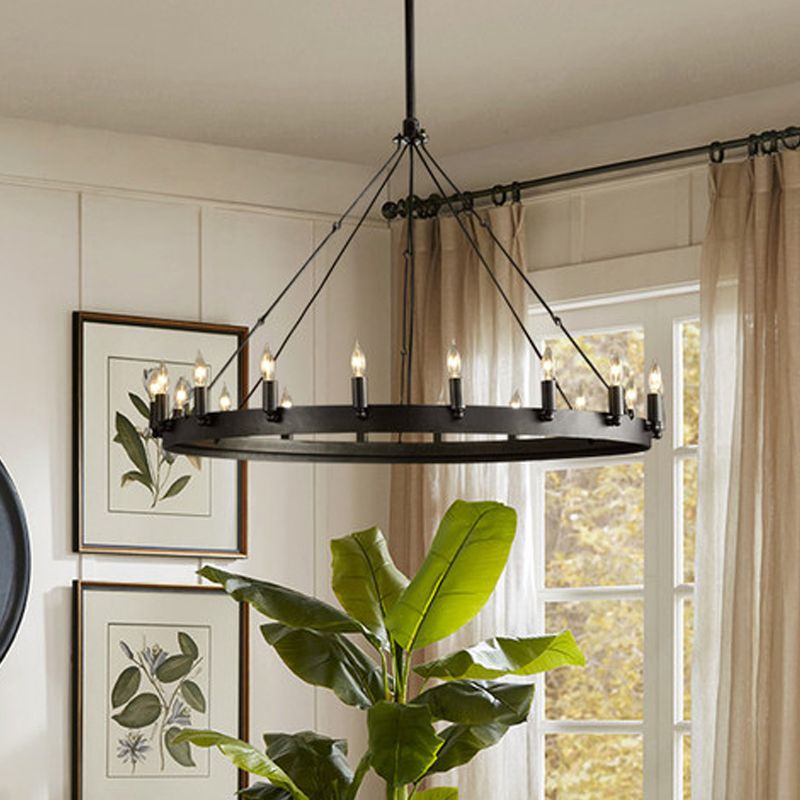 Silva Ronde Industrielle LED Suspension  Noir Métal Chambre à coucher