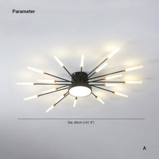 Riroven Plafonnier Feu d'Artifice Linéaire Moderne Noir/Doré-Luire