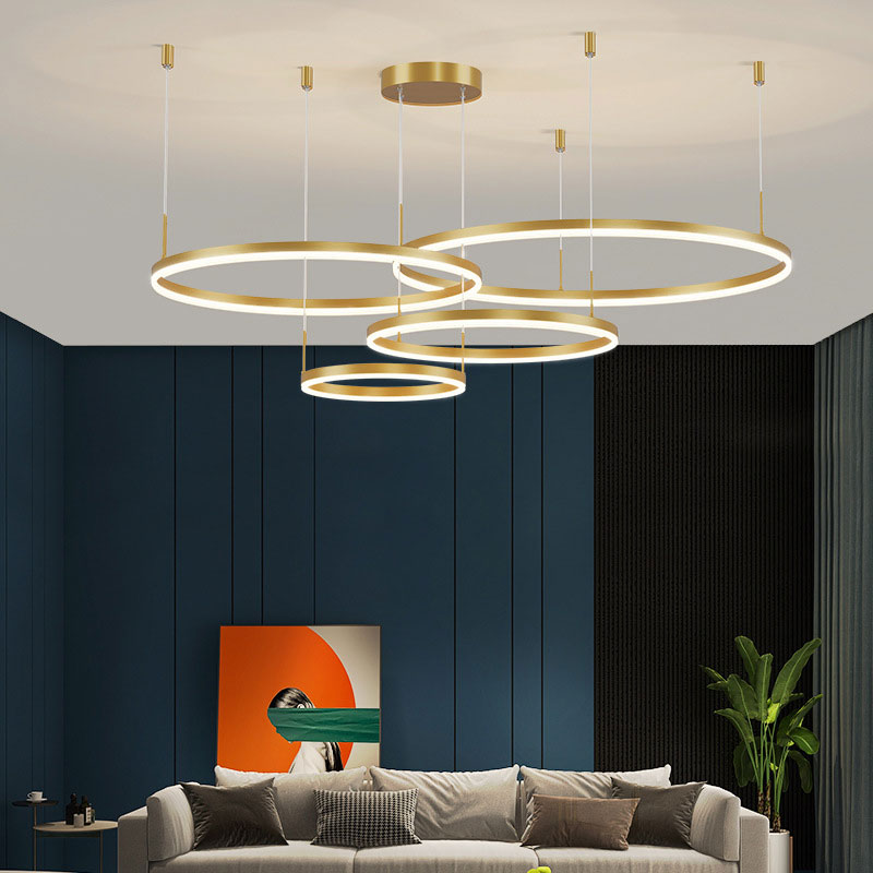 Zorin Suspension Anneau Moderne Métal Noir/Doré/Café Salon-Cielum
