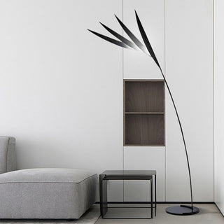 Mira Lampadaire Feuille Nordique, Métal/Acrylique, Noir, Salon