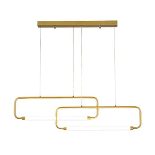 Arisha Suspension Luminaires Rectangulaire LED, Métal, Noir/Or, Salle à Manger