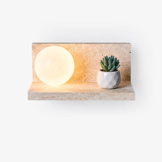 Shelf Travertine Sconce-Neutral Decor
