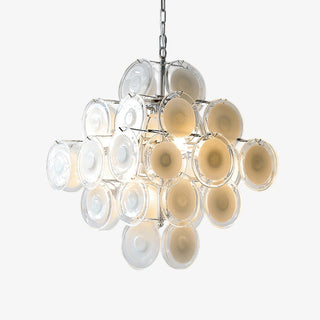 Aurora Lustre Blanc Murano Verre Disques Grappe