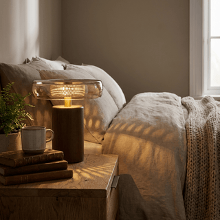 Cognac Disc Table Lamp-Neutral Decor