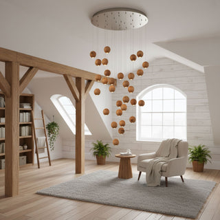 Wooden Orb Sphere Cluster Pendant Light-Neutral Decor