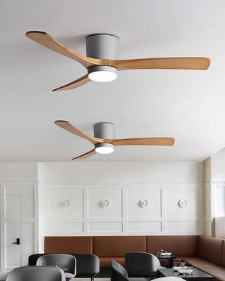 Ventilateur de plafond nordique en bois Ezra avec lumière
