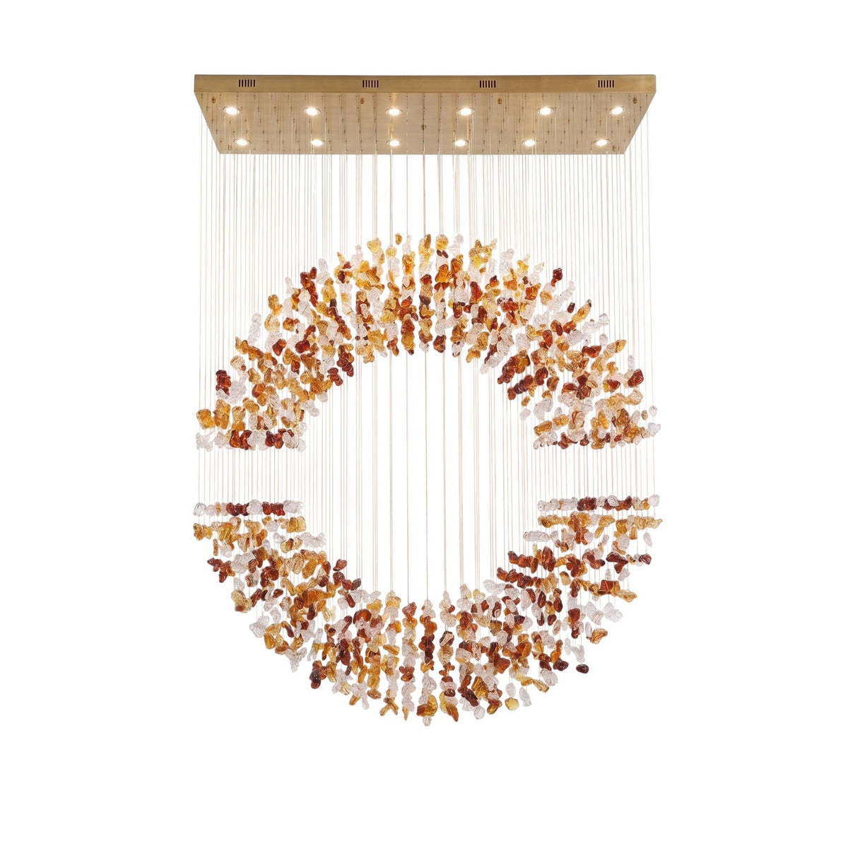 Amber Crystal Halo Chandelier-Neutral Decor