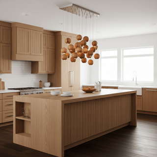 Wooden Orb Sphere Cluster Pendant Light-Neutral Decor