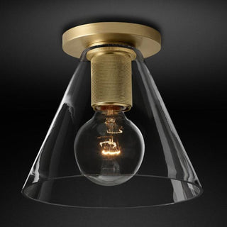 Solara Lumière de Plafond Conique en Verre et Laiton Industrielle