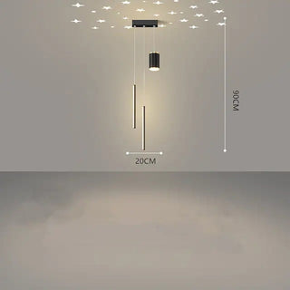 Arisha Luminaires Suspension à Projection de Lune étoile Or/Noir Métal Chambre à coucher/Bar